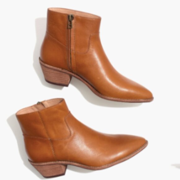 Madewell Women's English Saddle Brown The Charley Leather Ankle Boots Size 7.5 - Picture 1 of 14
